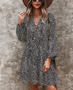 V-Neck Sub Leopard Print Women's Dress In Summer And Spring - AcornPick