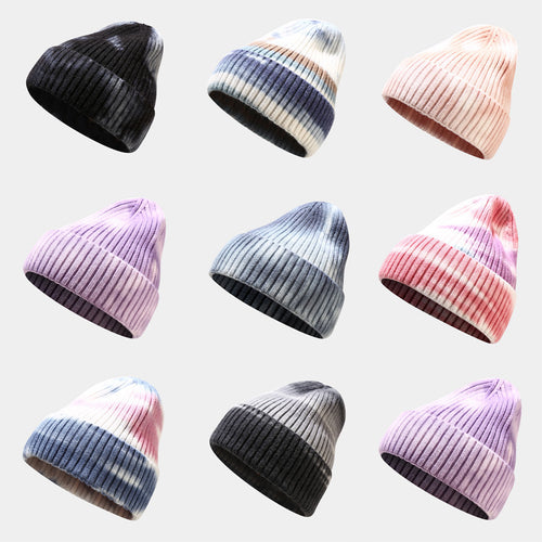 Crimping Tie Dye Beanie For Women and Men Knitted Thick Beanie - AcornPick