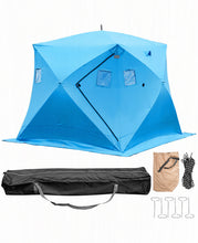 Load image into Gallery viewer, Large Blue Portable Waterproof Ice Fishing Tent Shelter With Bag For 4 Person - AcornPick
