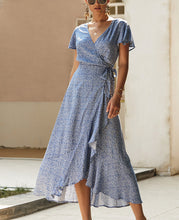 Load image into Gallery viewer, V-Neck Short Sleeve Floral Maxi Dress - AcornPick
