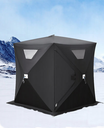 Black Portable Ice Fishing Tent Pop Up Ice Fishing Shelter With Bag For 2-3 Person - AcornPick